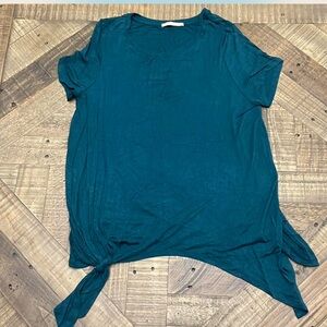 Active USA teal short-sleeve tie-front tunic
